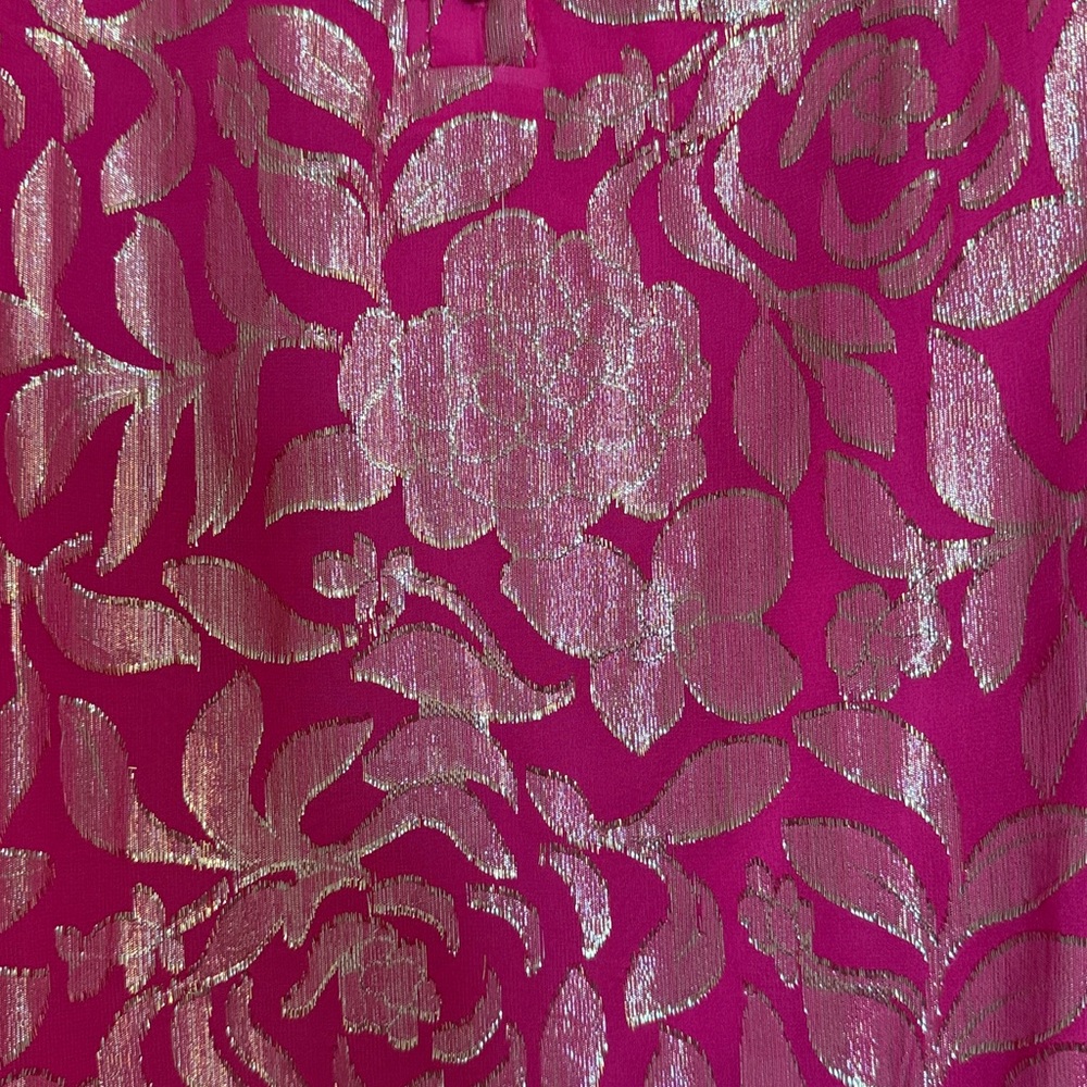 Lilly Pulitzer Hot Pink Metallic Floral Long Sleeve Dress. Size 2 runs big - Picture 2 of 10